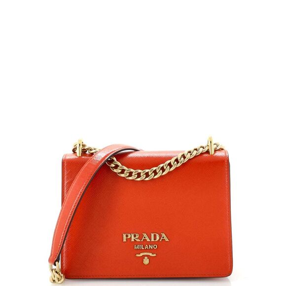 Prada Bags Prada Chain Flap Crossbody Bag Vernice Saffiano Leather